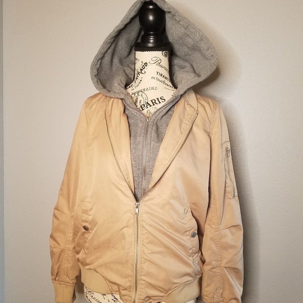 Bomber jacket w/cotton fleece inner with hoodie